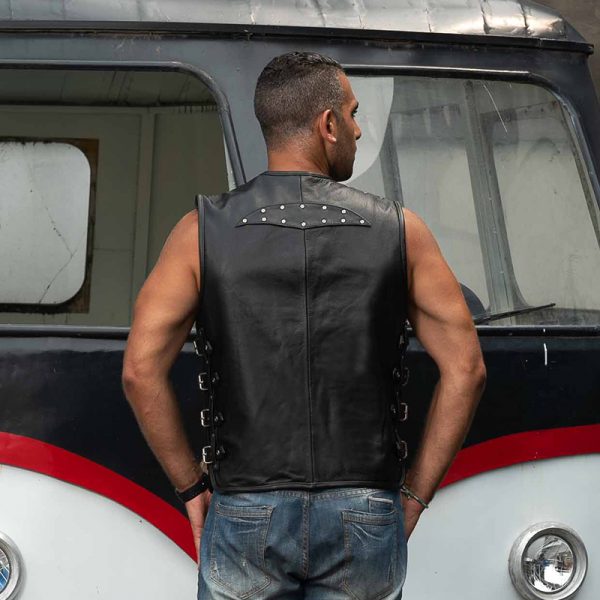 Gilet cuir biker harley davidson noir