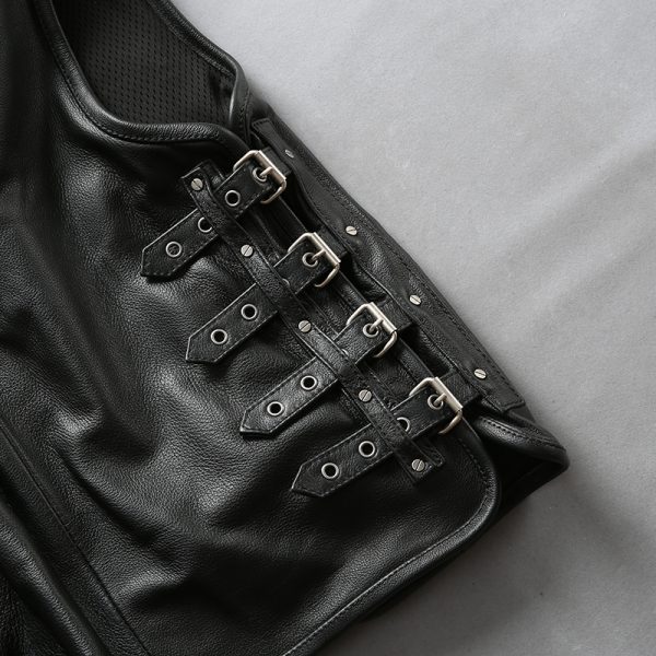 Gilet cuir biker harley davidson noir