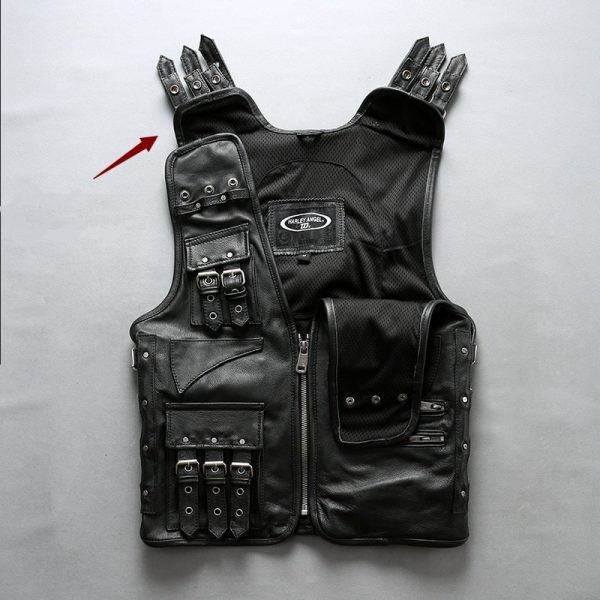 Gilet cuir véritable biker harley davidson