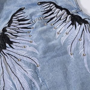 Gilet jeans biker avec des ailes