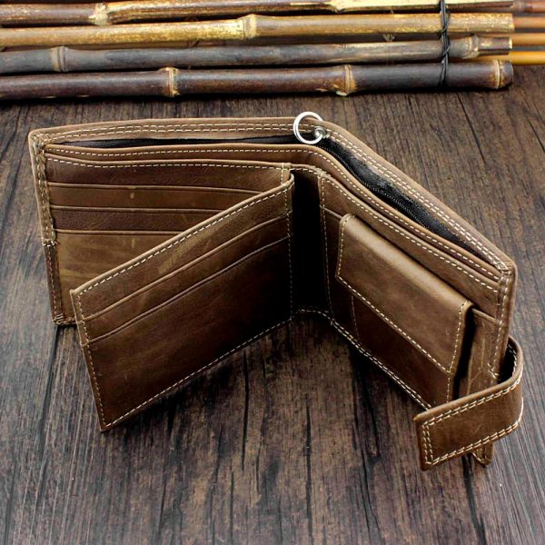 Portefeuille Homme Fin En Cuir Synthétique – 8 Emplacements Cartes, 2 Poches Billets, Fenêtre ID – Dimensions 11.5x9.4x1.5 Cm – Noir Ou Marron